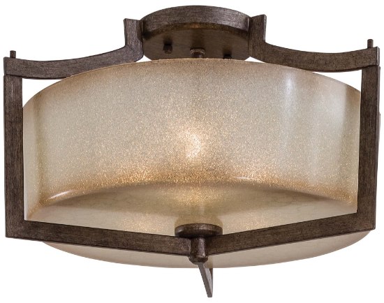 Foto para 60w SW 3 Light Semi Flush Mount Patina Iron Deep Spumante Lace