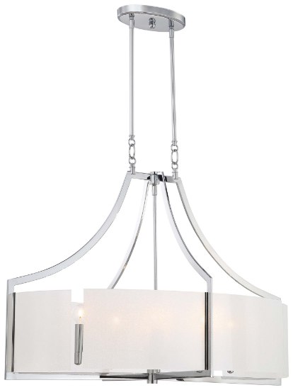 Foto para 60w SW 6 Light Oval Pendant Chrome White Iris