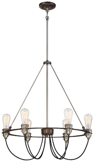 Foto para 40w SW 6 Light Pendant Harvard Court Bronze W/Pewter