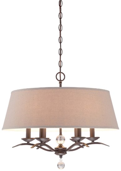 Foto para 60w SW 6 Light Pendant Aged Kinston Bronze Oatmeal Linen