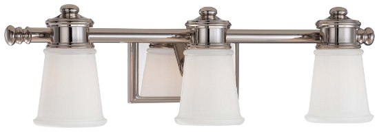 Foto para 100w SW 3 Light Bath Polished Nickel Clear/Etched White Inside