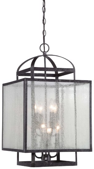 Foto para 60w SW 8 Light Pendant Aged Charcoal Clear Seeded