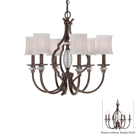 Foto para 60w SW 6 Light Chandelier Dark Noble Bronze White Linen