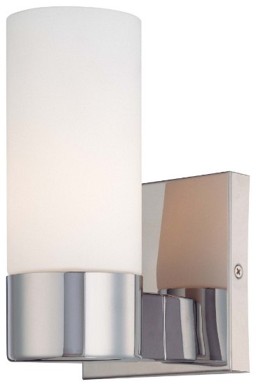 Foto para 60w SW 1 Light Wall Sconce Chrome Etched Opal Glass