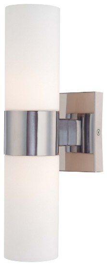 Foto para 60w SW 2 Light Wall Sconce Chrome Etched Opal Glass