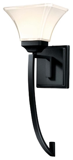 Foto para 100w SW 1 Light Wall Sconce Black Lamina Blanca Glass