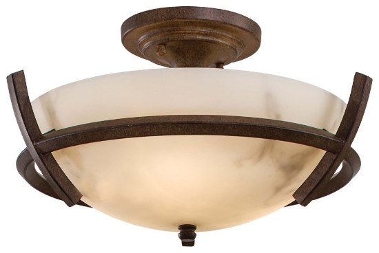 Foto para 40w SW 3 Light Semi Flush Mount Nutmeg Alabaster Dust(Tm) Shade