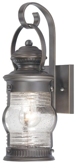 Foto para 100w SW 1 Light Wall Mount Oil Rubbed Bronze W/ Gold Highlights Ribbed Clear Seeded Glass