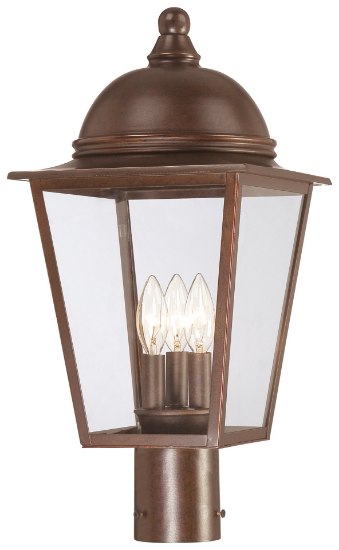 Foto para 60w SW 3 Light Post Mount Architectual Bronze W/ Copper Highlights Clear