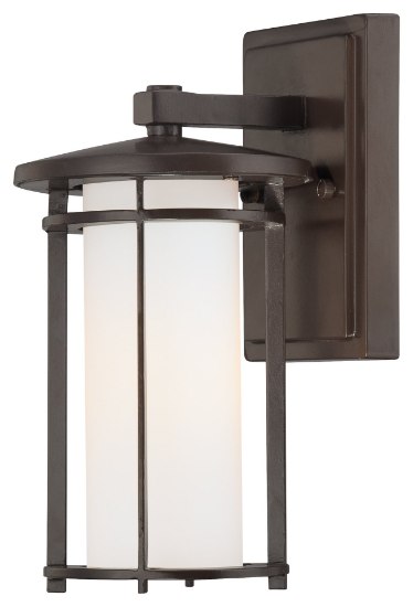 Foto para 100w SW 1 Lt Outdoor Wall Mount Dorian Bronze Etched Opal