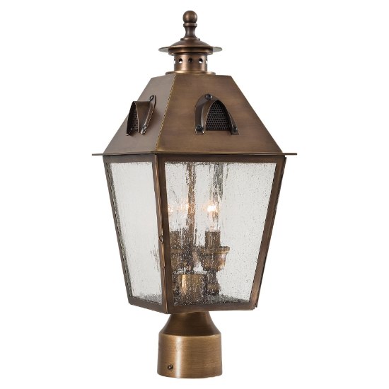 Foto para 60w SW 3 Light Post Mount English Brass Seedy