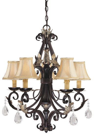 Foto para 40w SW 5 Light Chandelier Castlewood Walnut W/Silver Hl