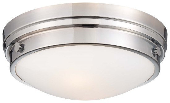 Foto para 60w SW 2 Light Flush Mount Chrome Clear Glass W/White Paint Inside