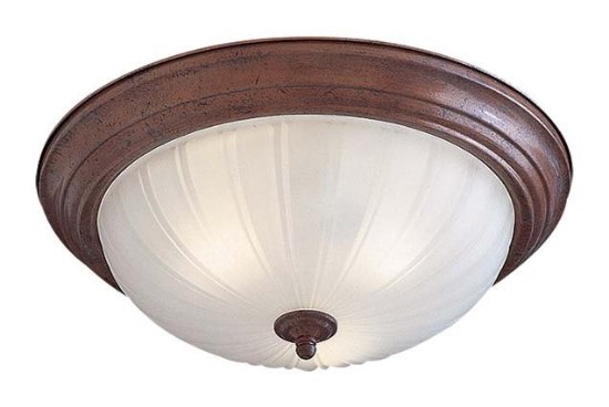 Foto para 60w SW 3 Light Flush Mount Antique Bronze Frosted Melon