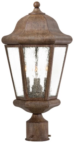 Foto para 60w SW 3 Light Post Mount Vintage Rust Clear Seedy