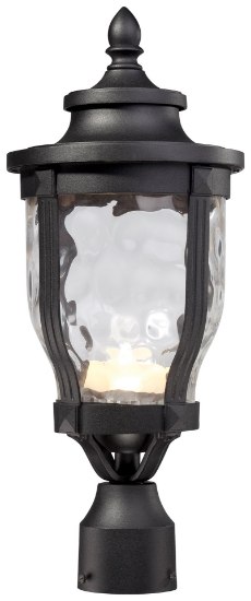 Foto para 10w SW 1 Light Led Post Mount Black Clear Hammered Glass