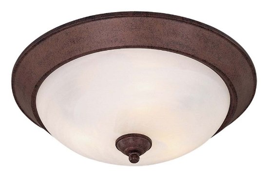 Foto para 13w SW 3 Light Flush Mount Antique Bronze Etched Marble