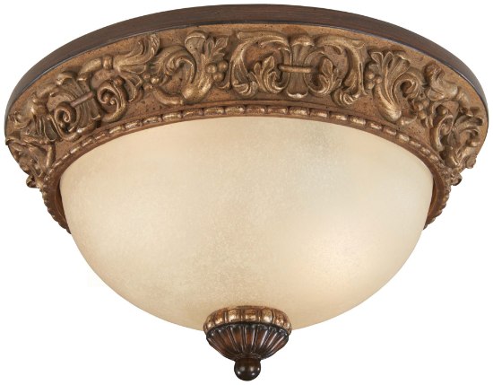 Foto para 60w SW 2 Light Flush Mount Belcaro Walnut Aged Champagne