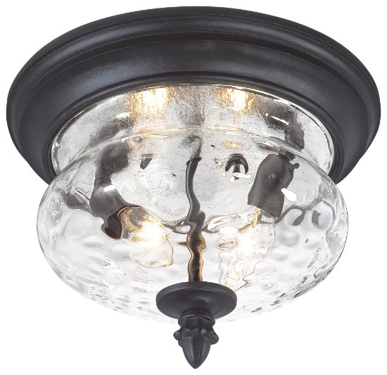 Foto para 40w SW 2 Lt Outddor Flush Mount Black Clear Hammered