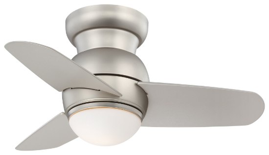 Foto para 80w SW Flush Mount Ceiling Fan Brushed Steel Etched Opal