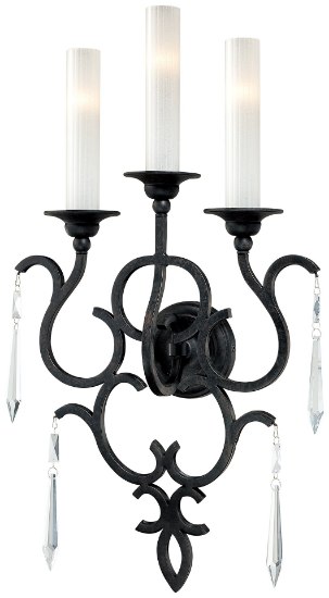 Foto para 40w SW Three Light Wall Sconce Castellina Aged Iron White Iris