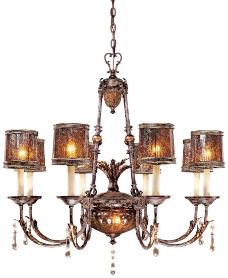 Foto para 85w SW 10 Light Chandelier Sanguesa Patina Vidrio Artistico