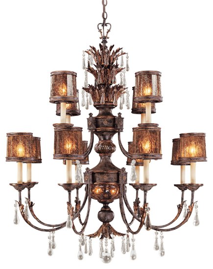 Foto para 120w SW Fourteen Light Chandelier Sanguesa Patina Vidrio Artistico