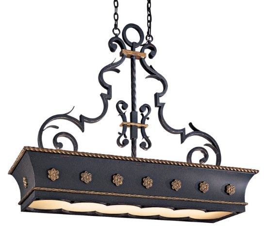 Foto para 60w SW 12 Light Island Light French Black W/ Gold Leaf Highlights Double French Scavo