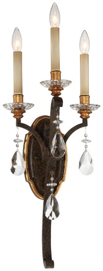 Foto para 60w SW 3 Light Wall Sconce Raven Bronze W/Sunburst Gold H