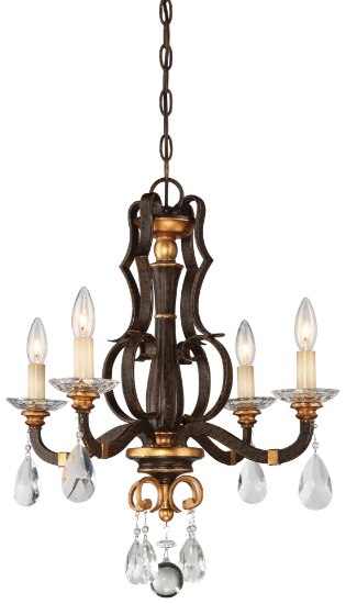 Foto para 60w SW 4 Light Mini Chandelier Raven Bronze W/Sunburst Gold H