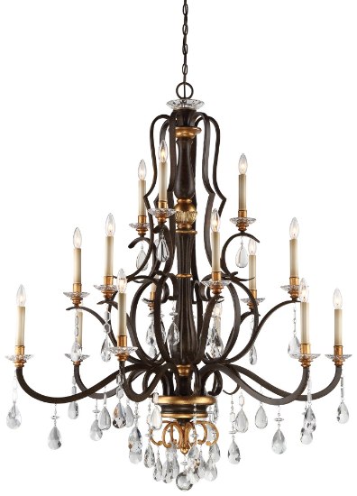 Foto para 60w SW 15 Light Chandelier Raven Bronze W/Sunburst Gold H