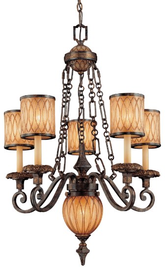 Foto para 100w SW Six Light Chandelier Terraza Village Aged Patina W/ Gold Leaf Accents Spumante Strato