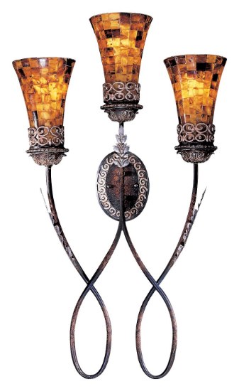 Foto para 60w SW 3 Light Wall Sconce Cattera Bronze White