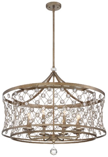 Foto para 60w SW 8 Light Pendant Arcadian Gold Gf442, Clear Crystal