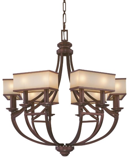 Foto para 60w SW Twelve Light Chandelier Cimmaron Bronze Brushed Caramel Silk