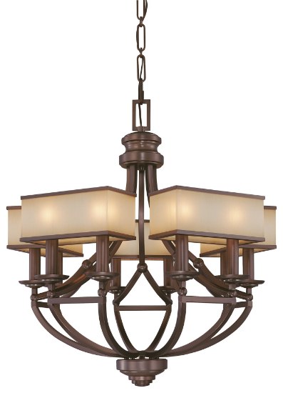 Foto para 60w SW 10 Light Chandelier Cimmaron Bronze Brushed Caramel Silk