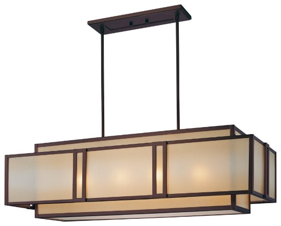 Foto para 100w SW Four Light Island Cimmaron Bronze Brushed Caramel Silk