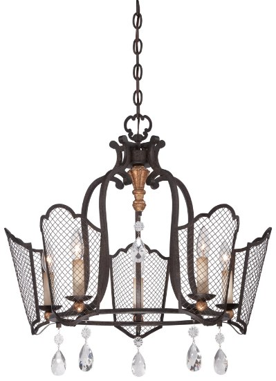 Foto para 60w SW Five Light Chandelier - Jessica Mcclintock Home- The Romance Collection™ French Bronze W/ Gold Highlights