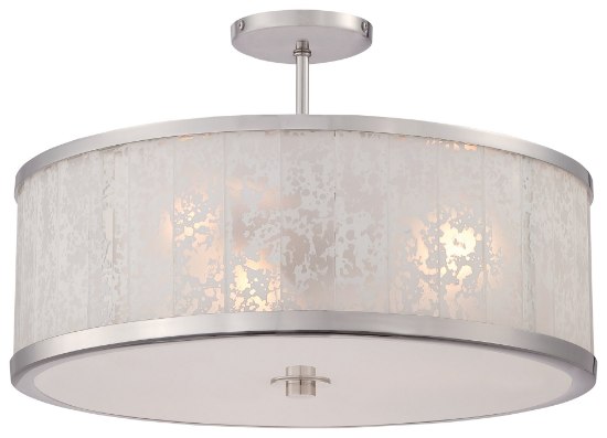 Foto para 100w SW 3 Light Semi Flush Mount Polished Nickel Lake Frost