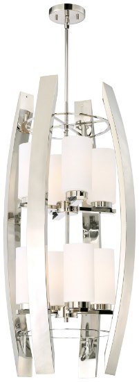 Foto para 100w SW 8 Light Chandelier Polished Nickel Etched Opal Glass