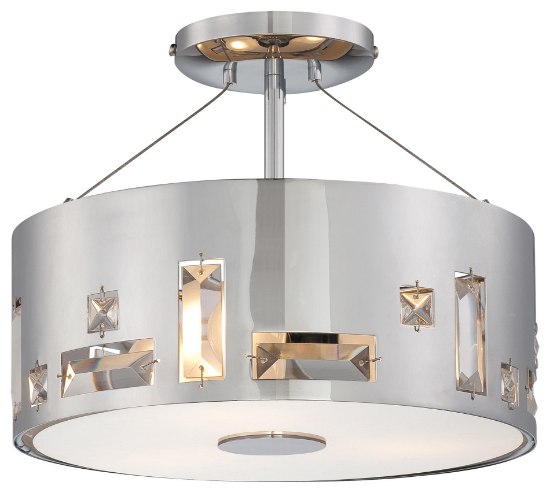 Foto para 100w SW 3 Light Semi Flush Mount Chrome