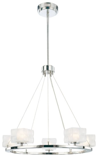 Foto para 75w SW 5 Light Chandelier Polished Nickel Clear/Inside Etched