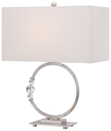 Foto para 100w SW 1 Light Table Lamp Polished Nickel Pure White Linen