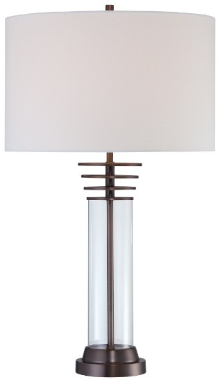 Foto para 100w SW 1 Light Table Lamp Harvard Court Bronze Pure White Linen