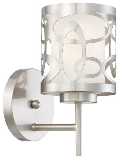 Foto para 100w SW 1 Light Wall Sconce Brushed Nickel Etched Opal