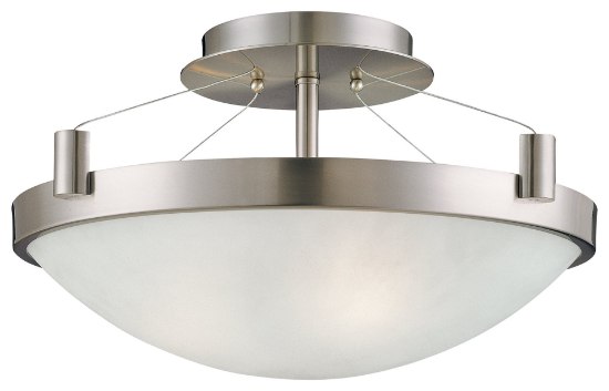 Foto para 60w SW 3 Light Semi Flush Mount Brushed Nickel White Frosted