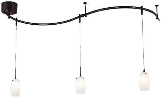 Foto para 50w SW 3 Light Low Voltage Mini Pendant Rail Kit Sable Bronze Patina White Acid Etched