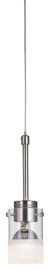 Foto para 50w SW 1 Light Low Voltage Mini Pendant Brushed Nickel Clear/Acid Etched