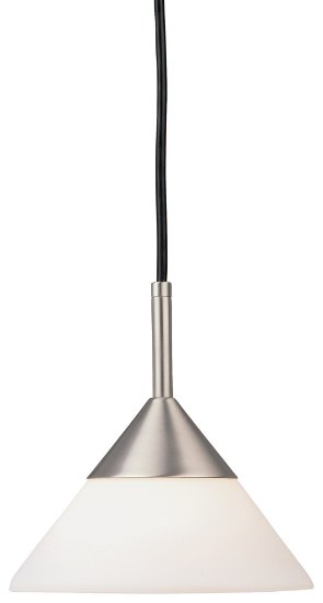 Foto para 60w SW 1 Light Mini Pendant Matte Brushed Nickel Acid Etched Opal