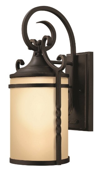 Foto para 60w Outdoor Casa MED Light Etched Amber Olde Black Small Wall Mount